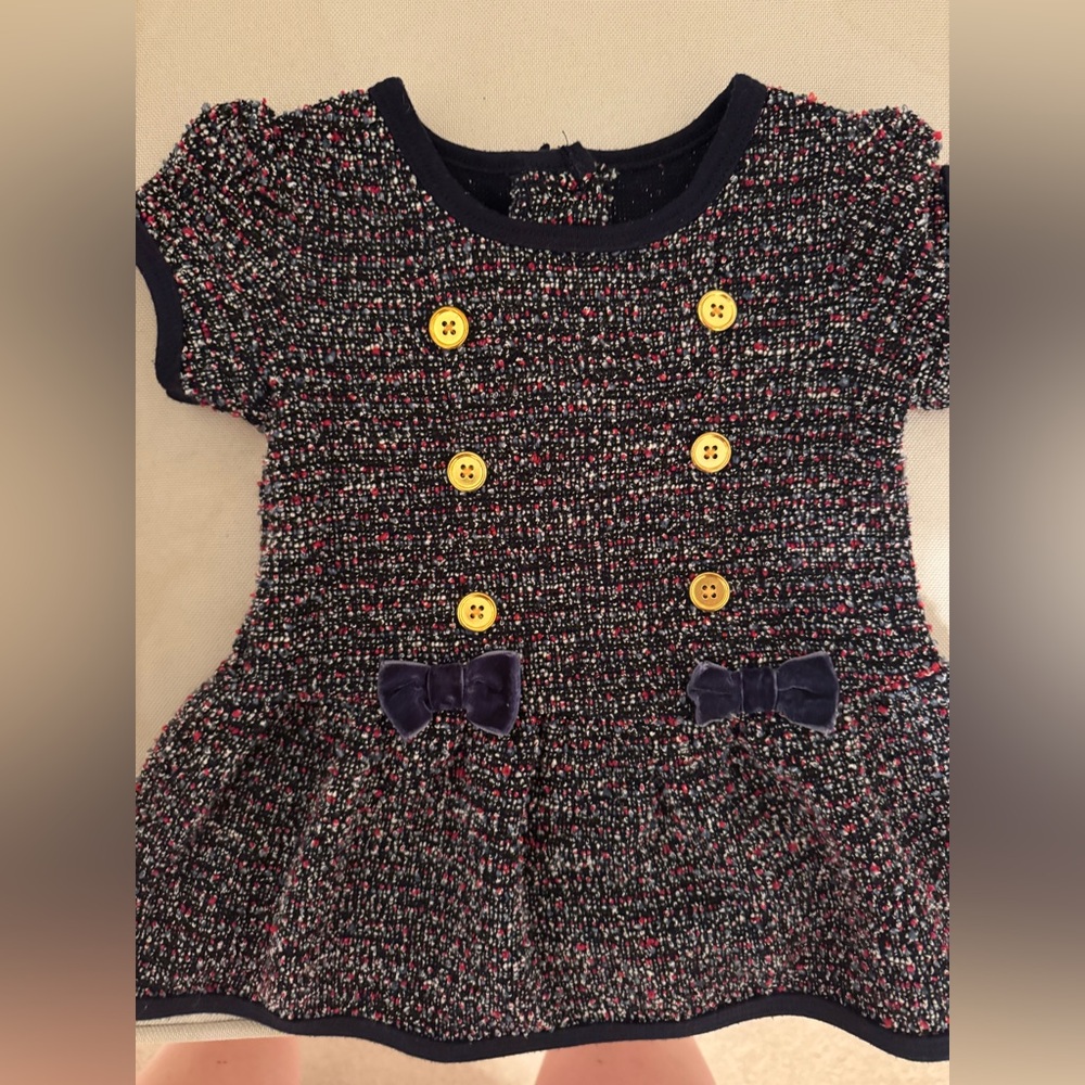 Baby Chic Tweed Dress with Gold Buttons